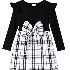 New Princess holiday special occasion/ Plaid Black/ White dress9- 12 month